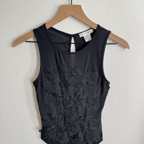Miley + Molly‎ Bodysuit Womens Small Black Mesh Sheer Nylon Ballet Fairy Grunge - Picture 2 of 14